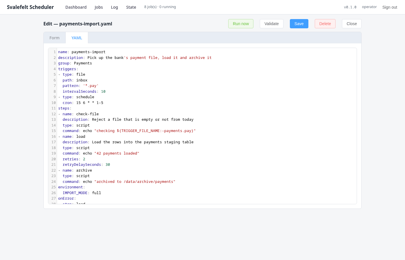 The same job as YAML