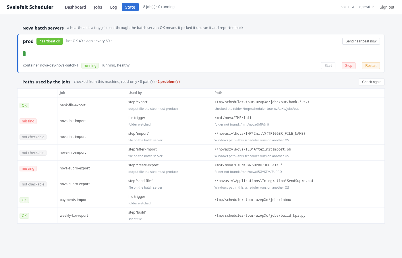 State: the batch server and the paths