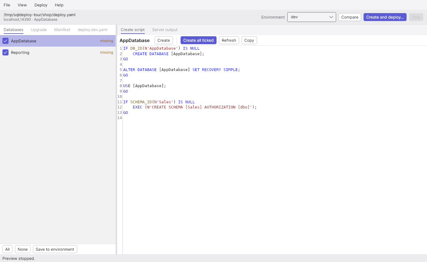 SQL Deploy — A blank server