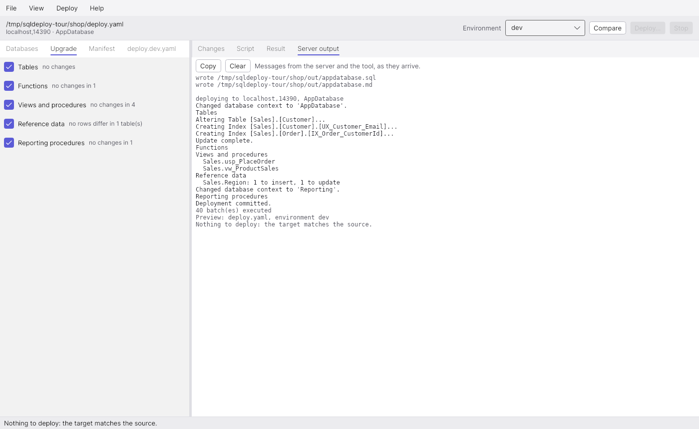 Server output
