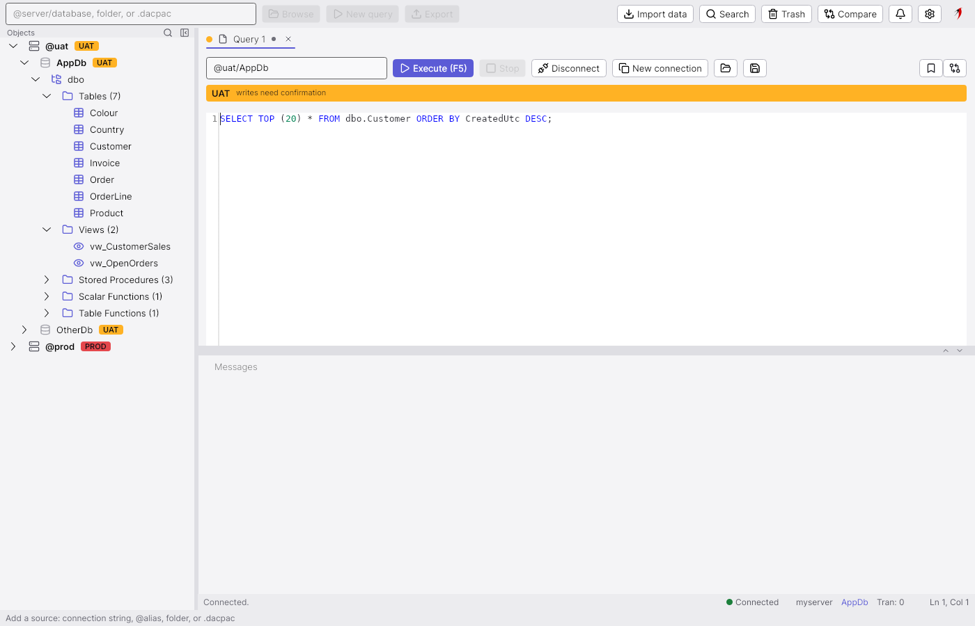 SQL Workbench — Object explorer