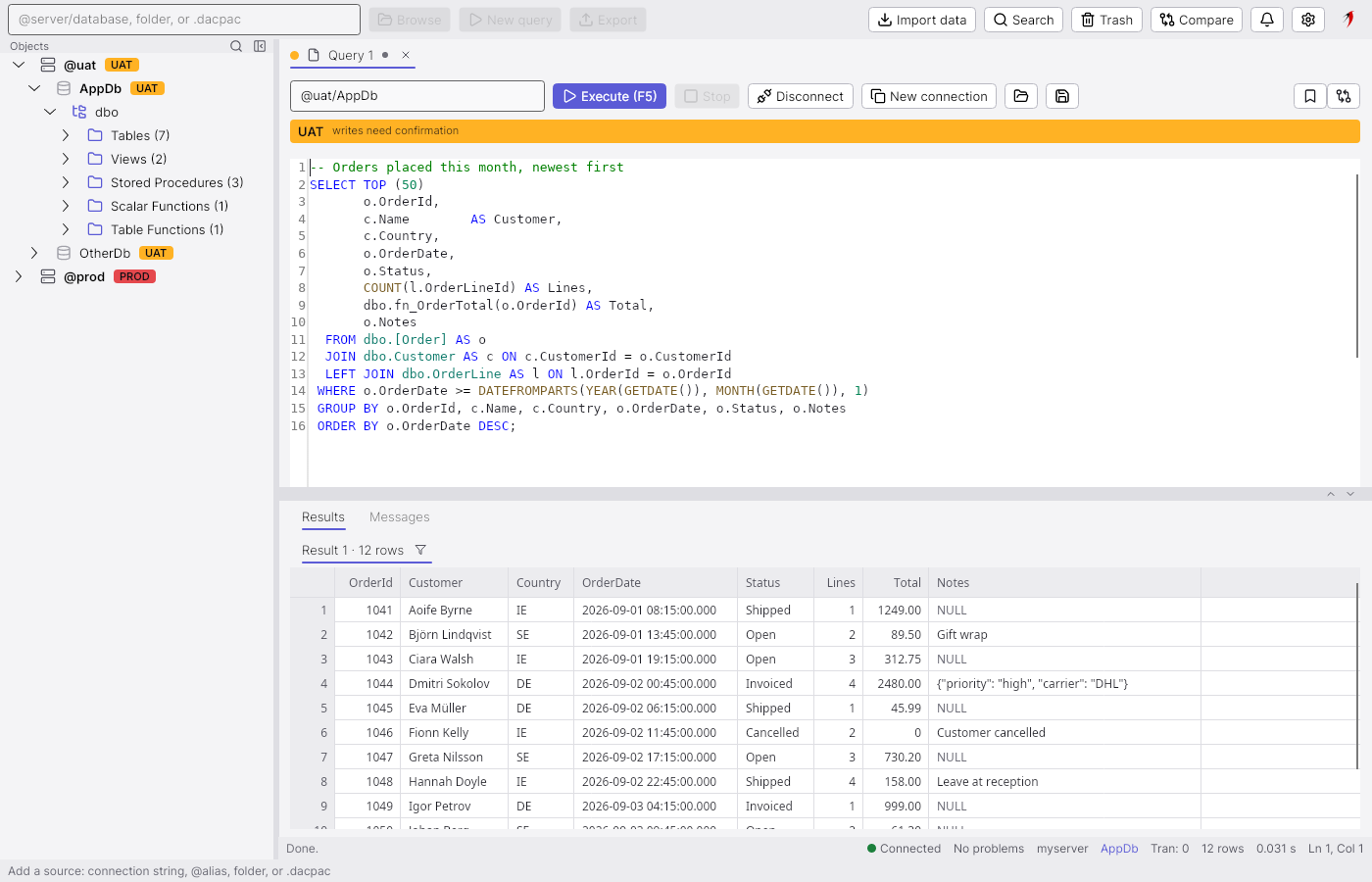 Query results