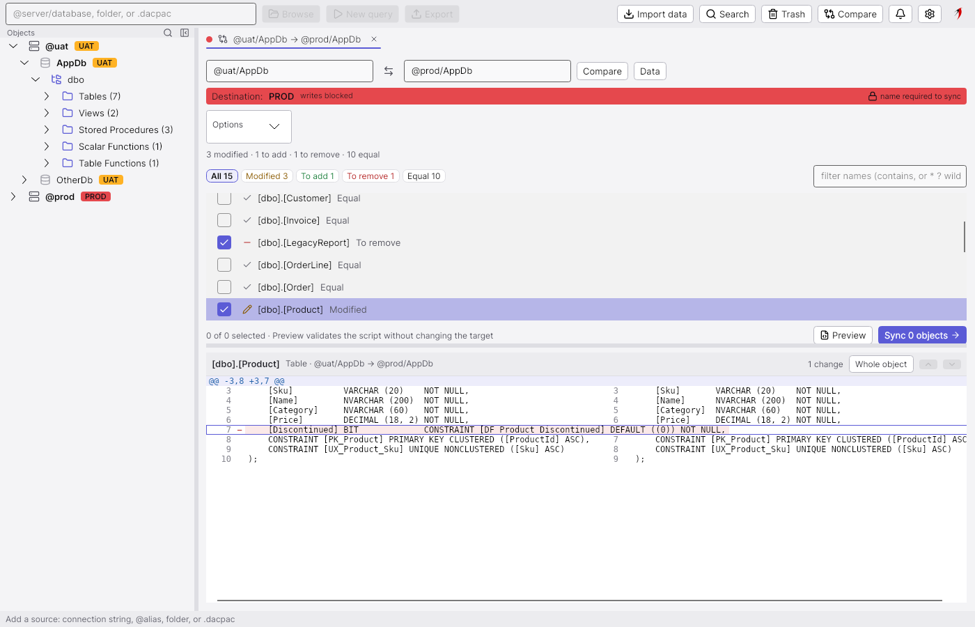 Schema compare
