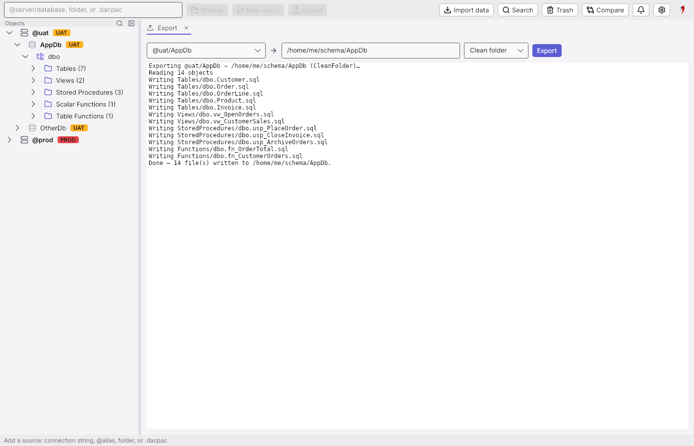 Export a schema