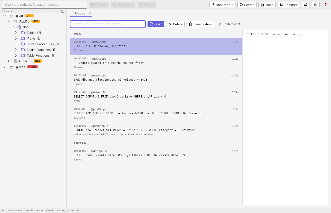 Query history